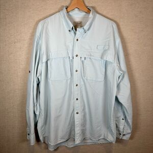 L.L. Bean Fishing Shirt Mens Large Blue Button Down Ventilated Outdoor Utility